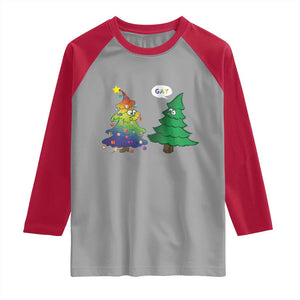 Funny Gay Christmas Raglan Shirt Rainbow Christmas Tree LGBT TS09 Sport Gray Red Print Your Wear