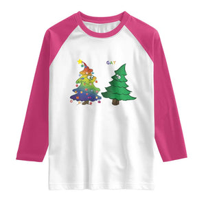 Funny Gay Christmas Raglan Shirt Rainbow Christmas Tree LGBT TS09 White Heliconia Print Your Wear