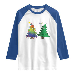 Funny Gay Christmas Raglan Shirt Rainbow Christmas Tree LGBT TS09 White Royal Print Your Wear