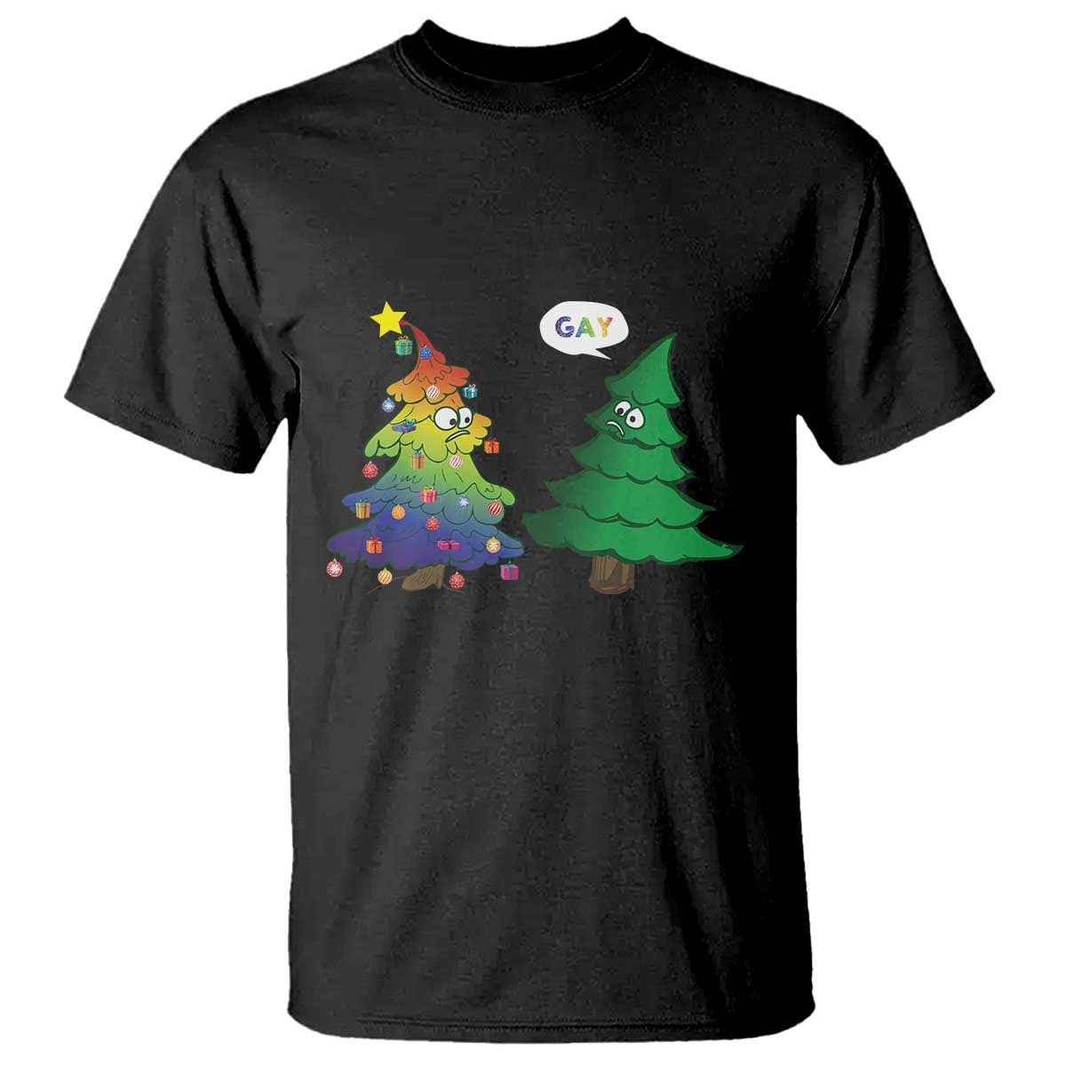 Funny Gay Christmas T Shirt Rainbow Christmas Tree LGBT TS09 Black Print Your Wear