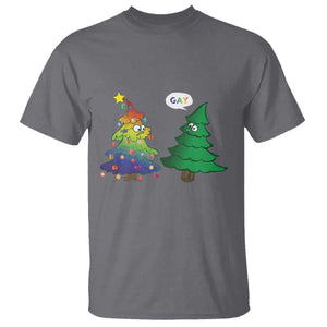 Funny Gay Christmas T Shirt Rainbow Christmas Tree LGBT TS09 Charcoal Print Your Wear