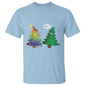 Funny Gay Christmas T Shirt Rainbow Christmas Tree LGBT TS09 Light Blue Print Your Wear