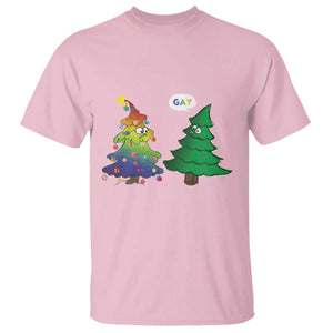 Funny Gay Christmas T Shirt Rainbow Christmas Tree LGBT TS09 Light Pink Print Your Wear