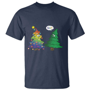 Funny Gay Christmas T Shirt Rainbow Christmas Tree LGBT TS09 Navy Print Your Wear