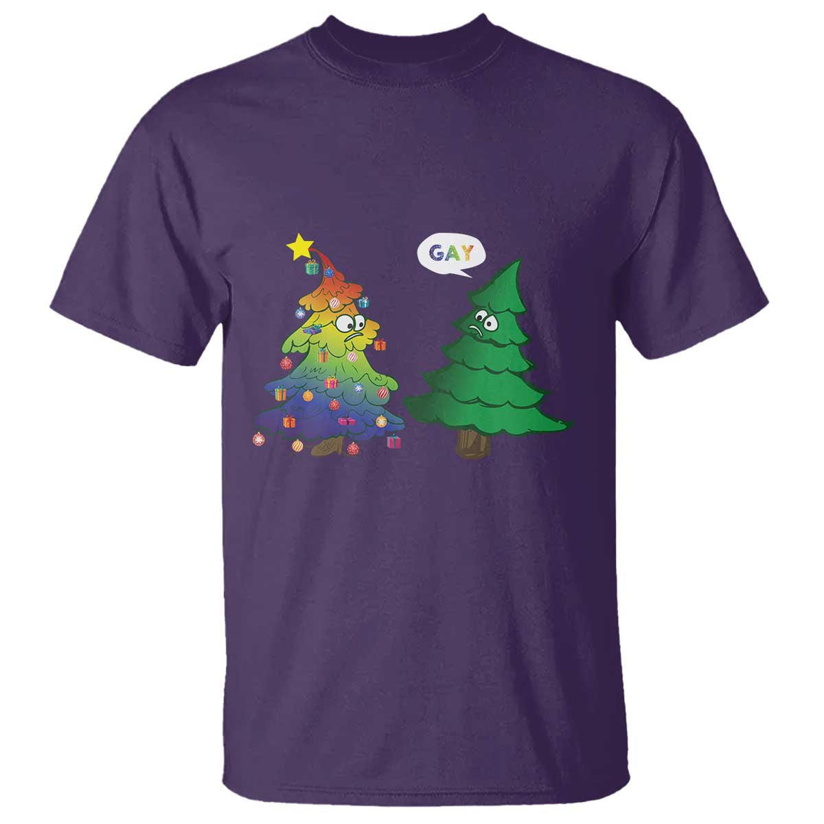 Funny Gay Christmas T Shirt Rainbow Christmas Tree LGBT TS09 Purple Print Your Wear