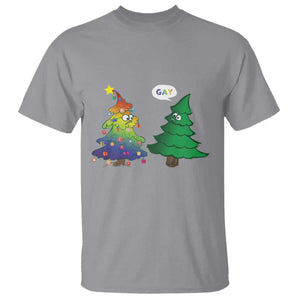 Funny Gay Christmas T Shirt Rainbow Christmas Tree LGBT TS09 Sport Gray Print Your Wear