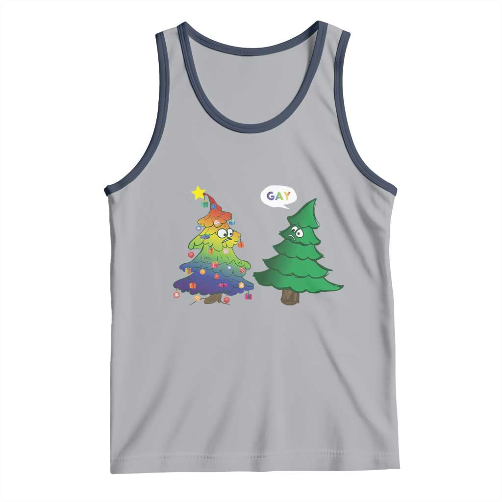 Funny Gay Christmas Tank Top Rainbow Christmas Tree LGBT TS09 Athletic Heather Navy Print Your Wear