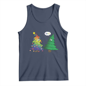 Funny Gay Christmas Tank Top Rainbow Christmas Tree LGBT TS09 Navy Print Your Wear