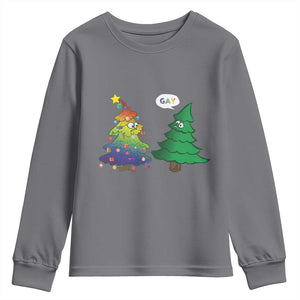 Funny Gay Christmas Youth Sweatshirt Rainbow Christmas Tree LGBT TS09 Charcoal Print Your Wear