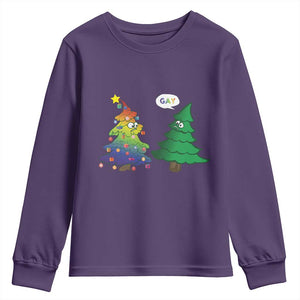 Funny Gay Christmas Youth Sweatshirt Rainbow Christmas Tree LGBT TS09 Purple Print Your Wear