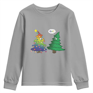 Funny Gay Christmas Youth Sweatshirt Rainbow Christmas Tree LGBT TS09 Sport Gray Print Your Wear
