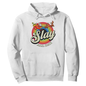 Funny Christmas LGBT Hoodie Slay All Day Sleigh Rainbow TS09 White Print Your Wear