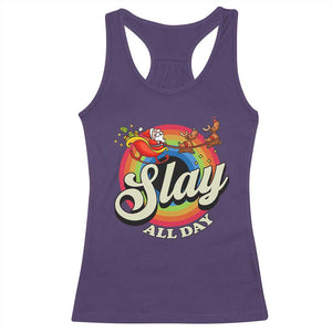 Funny Christmas LGBT Racerback Tank Top Slay All Day Sleigh Rainbow TS09 Purple Print Your Wear