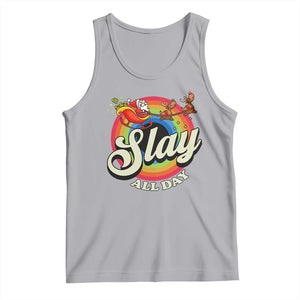 Funny Christmas LGBT Tank Top Slay All Day Sleigh Rainbow TS09 Athletic Heather Print Your Wear