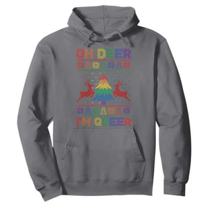 Funny Christmas LGBT Hoodie Oh Deer Im Queer TS09 Charcoal Print Your Wear