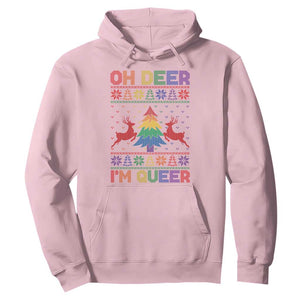 Funny Christmas LGBT Hoodie Oh Deer Im Queer TS09 Light Pink Print Your Wear