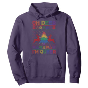 Funny Christmas LGBT Hoodie Oh Deer Im Queer TS09 Purple Print Your Wear