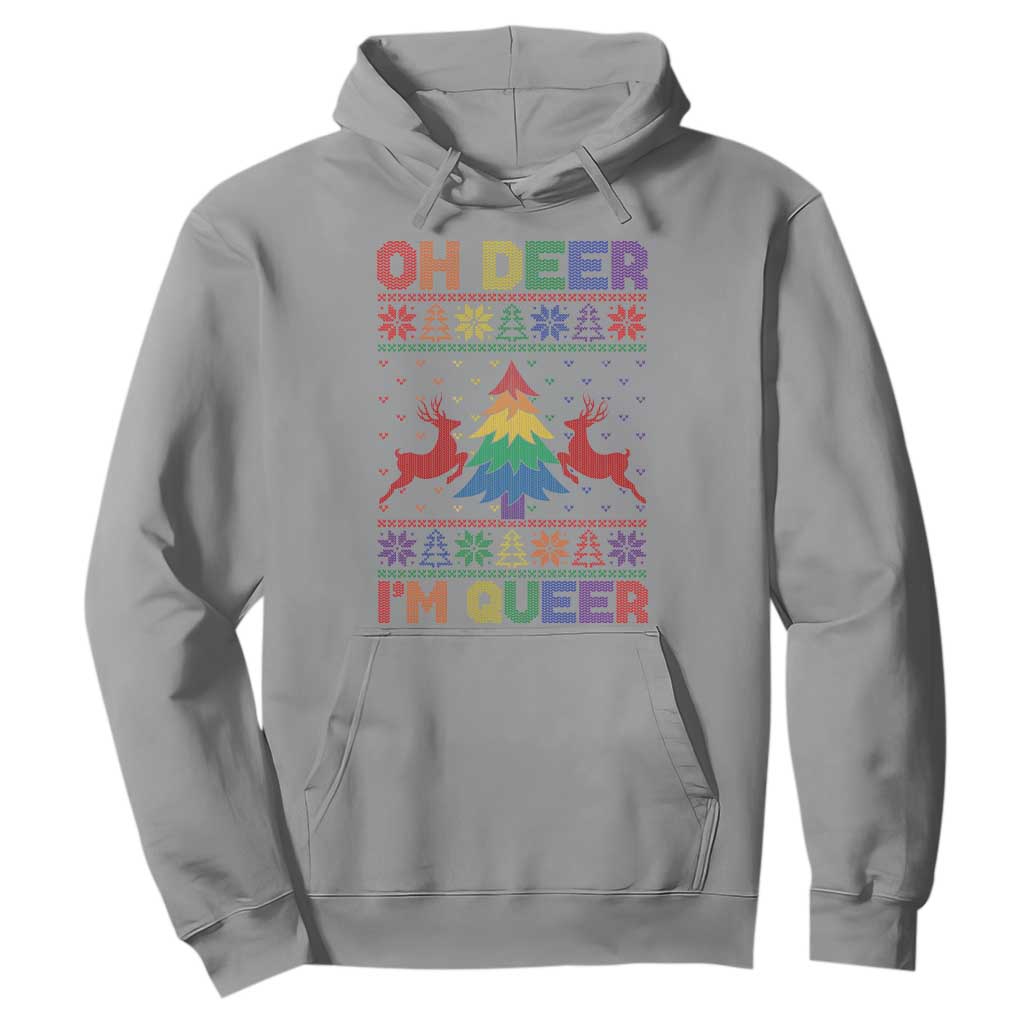 Funny Christmas LGBT Hoodie Oh Deer Im Queer TS09 Sport Gray Print Your Wear