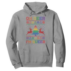Funny Christmas LGBT Hoodie Oh Deer Im Queer TS09 Sport Gray Print Your Wear