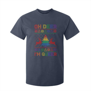 Funny Christmas LGBT T Shirt For Kid Oh Deer Im Queer TS09 Navy Print Your Wear