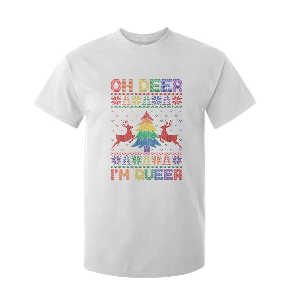 Funny Christmas LGBT T Shirt For Kid Oh Deer Im Queer TS09 White Print Your Wear