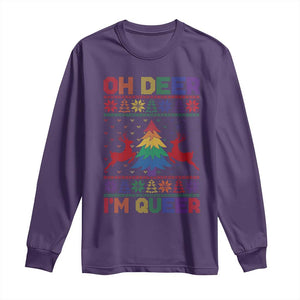 Funny Christmas LGBT Long Sleeve Shirt Oh Deer Im Queer TS09 Purple Print Your Wear