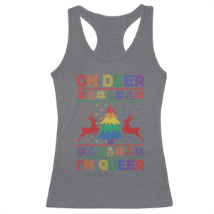 Funny Christmas LGBT Racerback Tank Top Oh Deer Im Queer TS09 Charcoal Print Your Wear