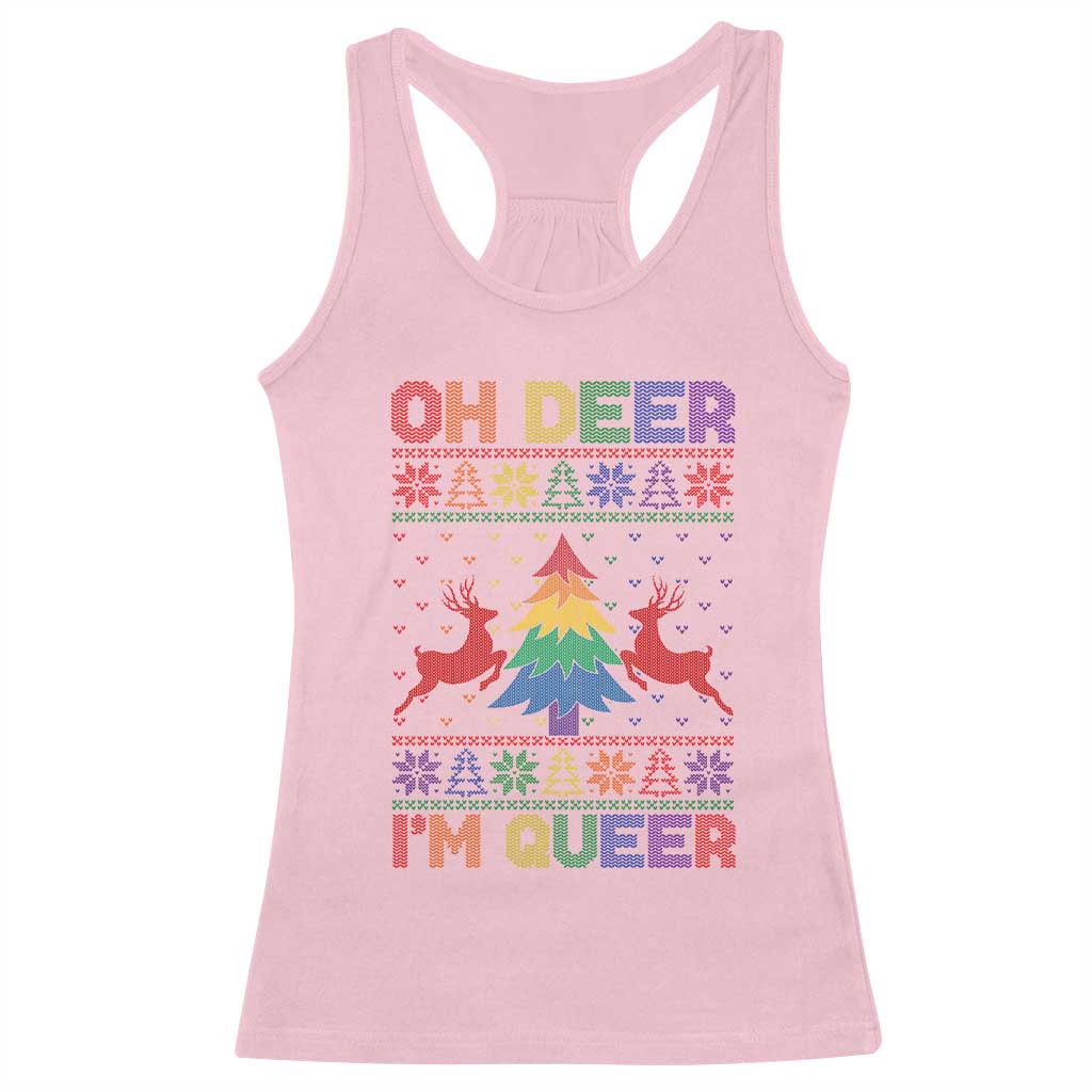 Funny Christmas LGBT Racerback Tank Top Oh Deer Im Queer TS09 Light Pink Print Your Wear