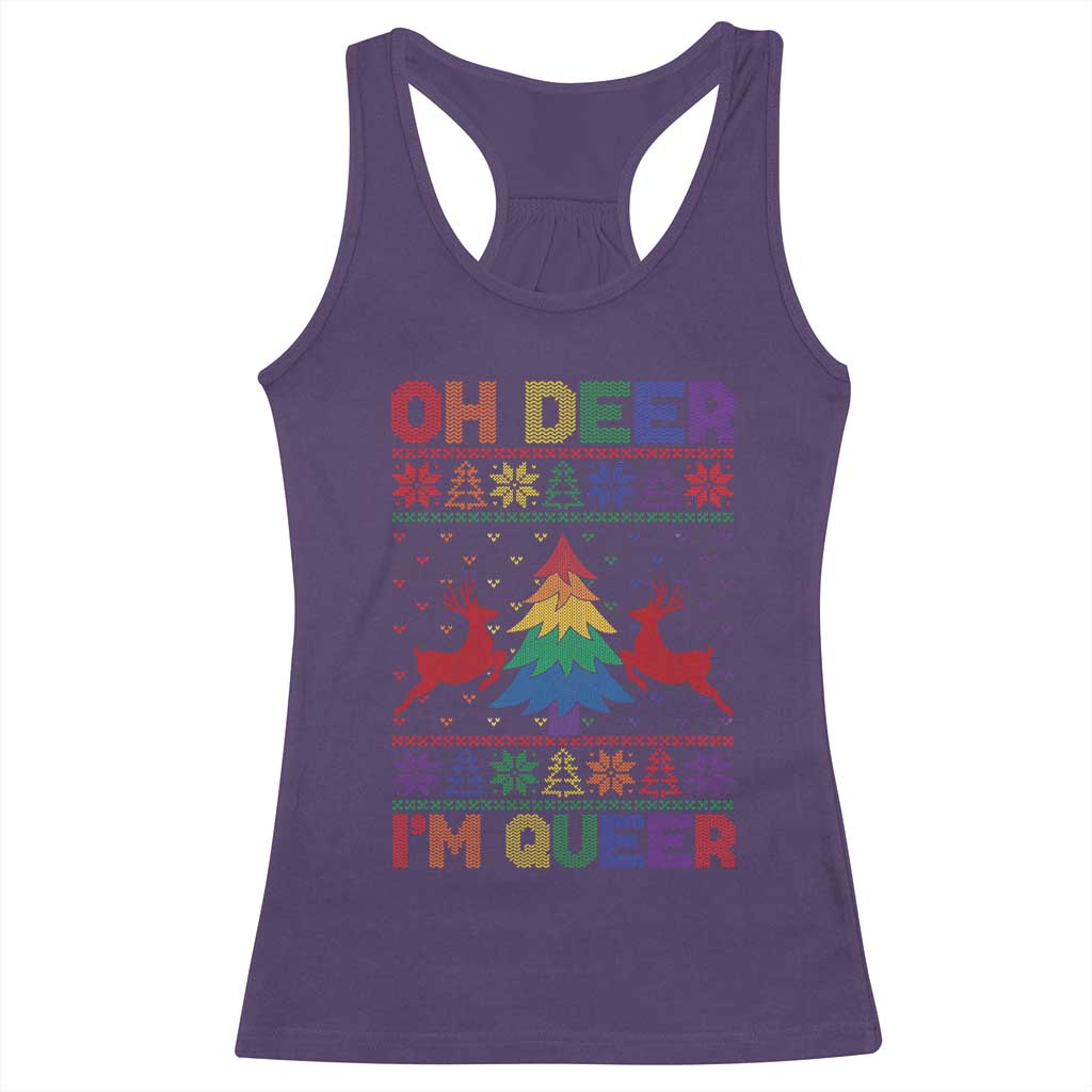 Funny Christmas LGBT Racerback Tank Top Oh Deer Im Queer TS09 Purple Print Your Wear