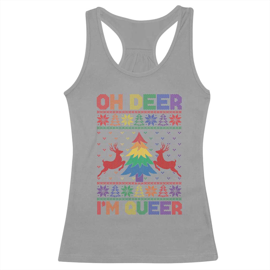 Funny Christmas LGBT Racerback Tank Top Oh Deer Im Queer TS09 Sport Gray Print Your Wear