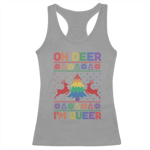 Funny Christmas LGBT Racerback Tank Top Oh Deer Im Queer TS09 Sport Gray Print Your Wear