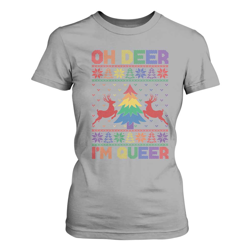 Funny Christmas LGBT T Shirt For Women Oh Deer Im Queer TS09 Sport Gray Print Your Wear