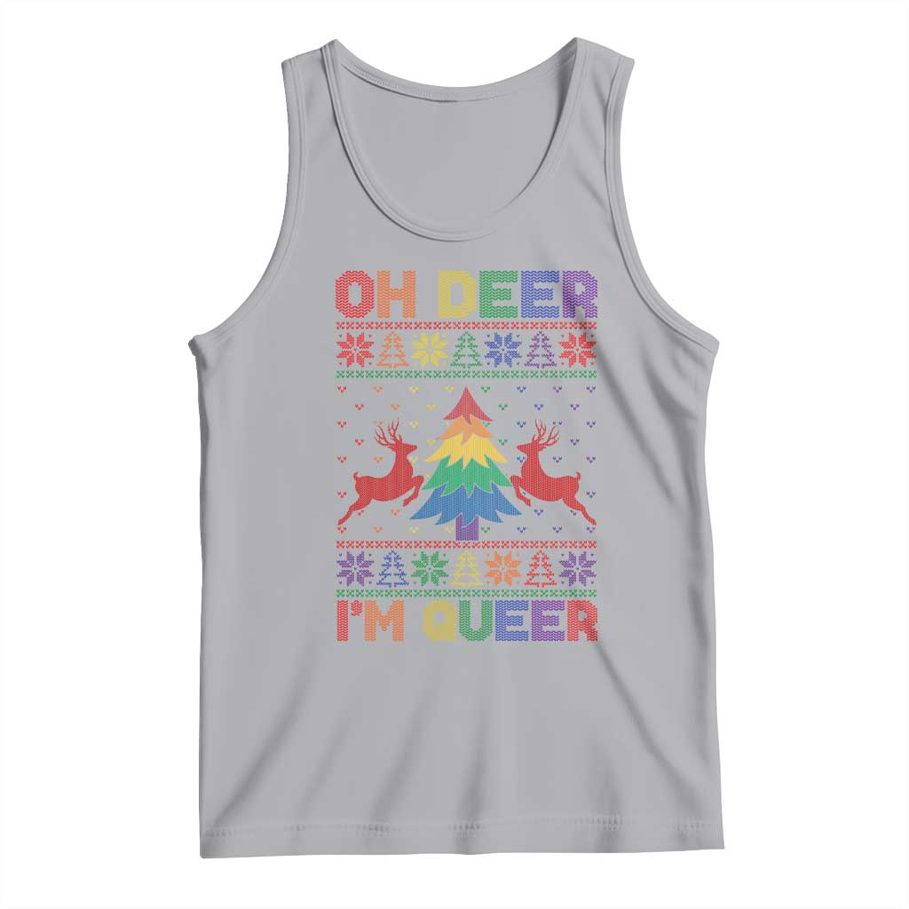 Funny Christmas LGBT Tank Top Oh Deer Im Queer TS09 Athletic Heather Print Your Wear