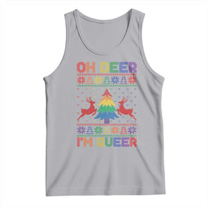 Funny Christmas LGBT Tank Top Oh Deer Im Queer TS09 Athletic Heather Print Your Wear