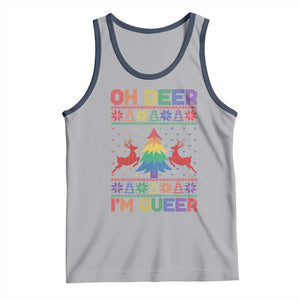 Funny Christmas LGBT Tank Top Oh Deer Im Queer TS09 Athletic Heather Navy Print Your Wear
