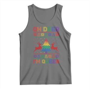 Funny Christmas LGBT Tank Top Oh Deer Im Queer TS09 Black Heather Print Your Wear