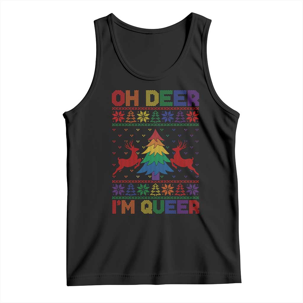 Funny Christmas LGBT Tank Top Oh Deer Im Queer TS09 Black Print Your Wear