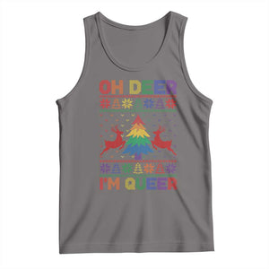 Funny Christmas LGBT Tank Top Oh Deer Im Queer TS09 Deep Heather Print Your Wear