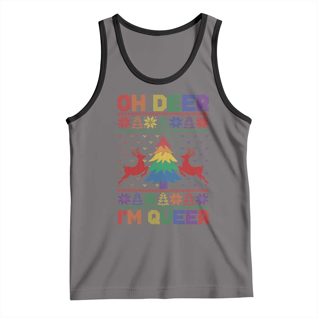 Funny Christmas LGBT Tank Top Oh Deer Im Queer TS09 Deep Heather Black Print Your Wear