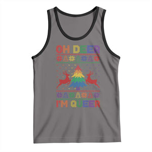 Funny Christmas LGBT Tank Top Oh Deer Im Queer TS09 Deep Heather Black Print Your Wear