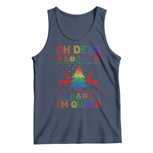 Funny Christmas LGBT Tank Top Oh Deer Im Queer TS09 Navy Print Your Wear