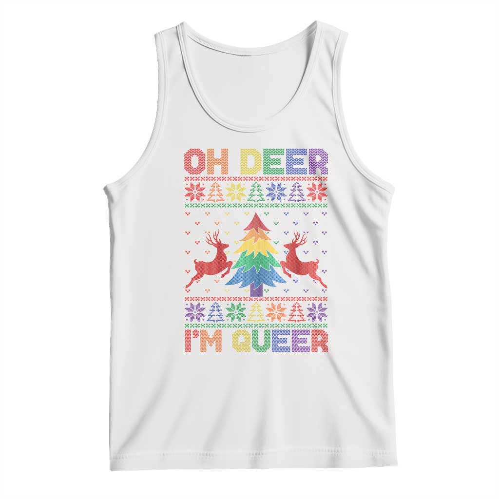 Funny Christmas LGBT Tank Top Oh Deer Im Queer TS09 White Print Your Wear