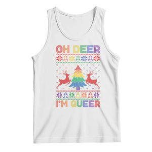 Funny Christmas LGBT Tank Top Oh Deer Im Queer TS09 White Print Your Wear