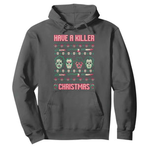 Horror Xmas Hoodie Have A Killer Christmas Horror Characters TS09 Dark Heather Print Your Wear