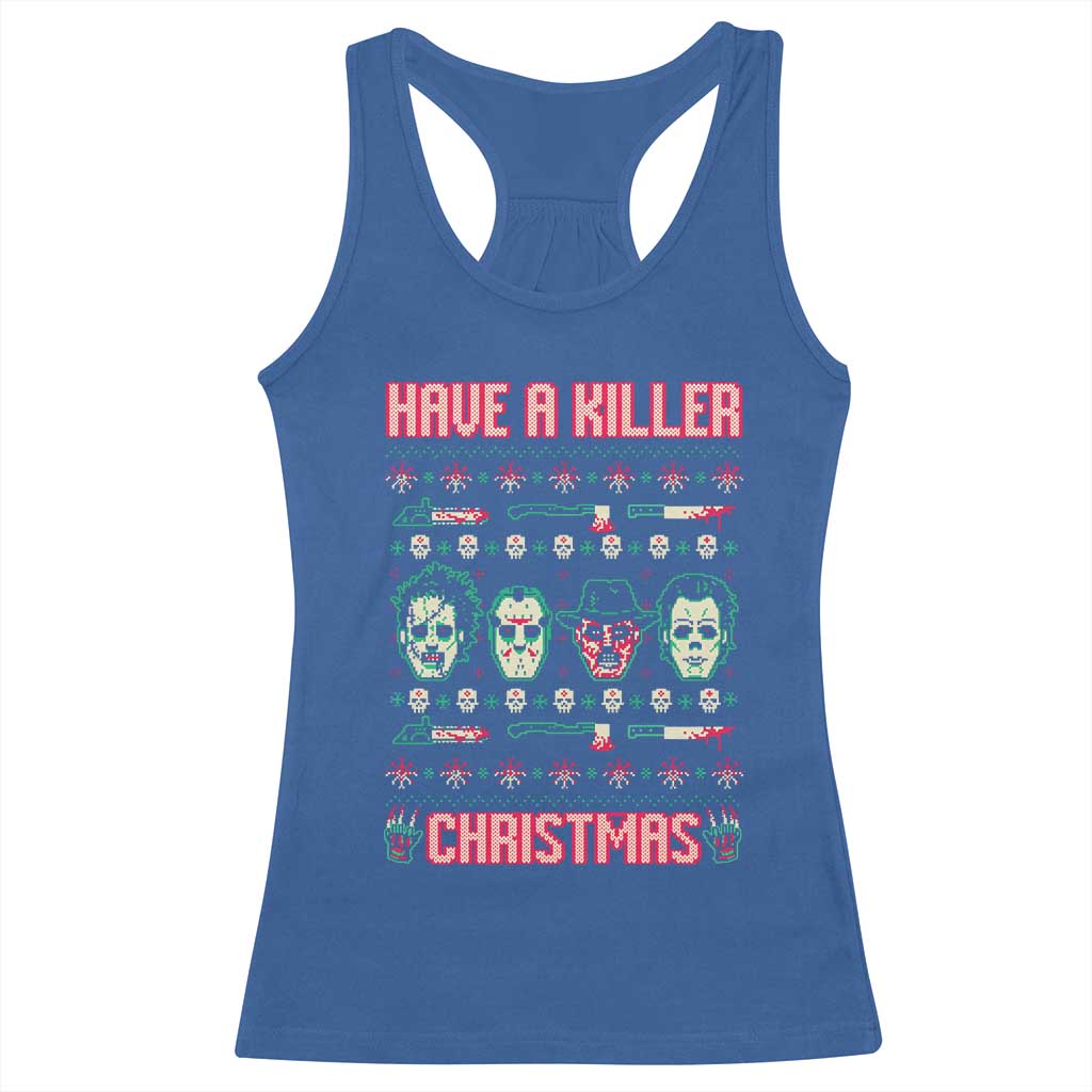 Horror Xmas Racerback Tank Top Have A Killer Christmas Horror Characters TS09 Royal Blue Print Your Wear