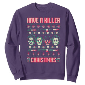 Horror Xmas Sweatshirt Have A Killer Christmas Horror Characters TS09 Purple Print Your Wear