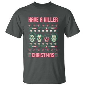 Horror Xmas T Shirt Have A Killer Christmas Horror Characters TS09 Dark Heather Print Your Wear