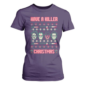 Horror Xmas T Shirt For Women Have A Killer Christmas Horror Characters TS09 Purple Print Your Wear