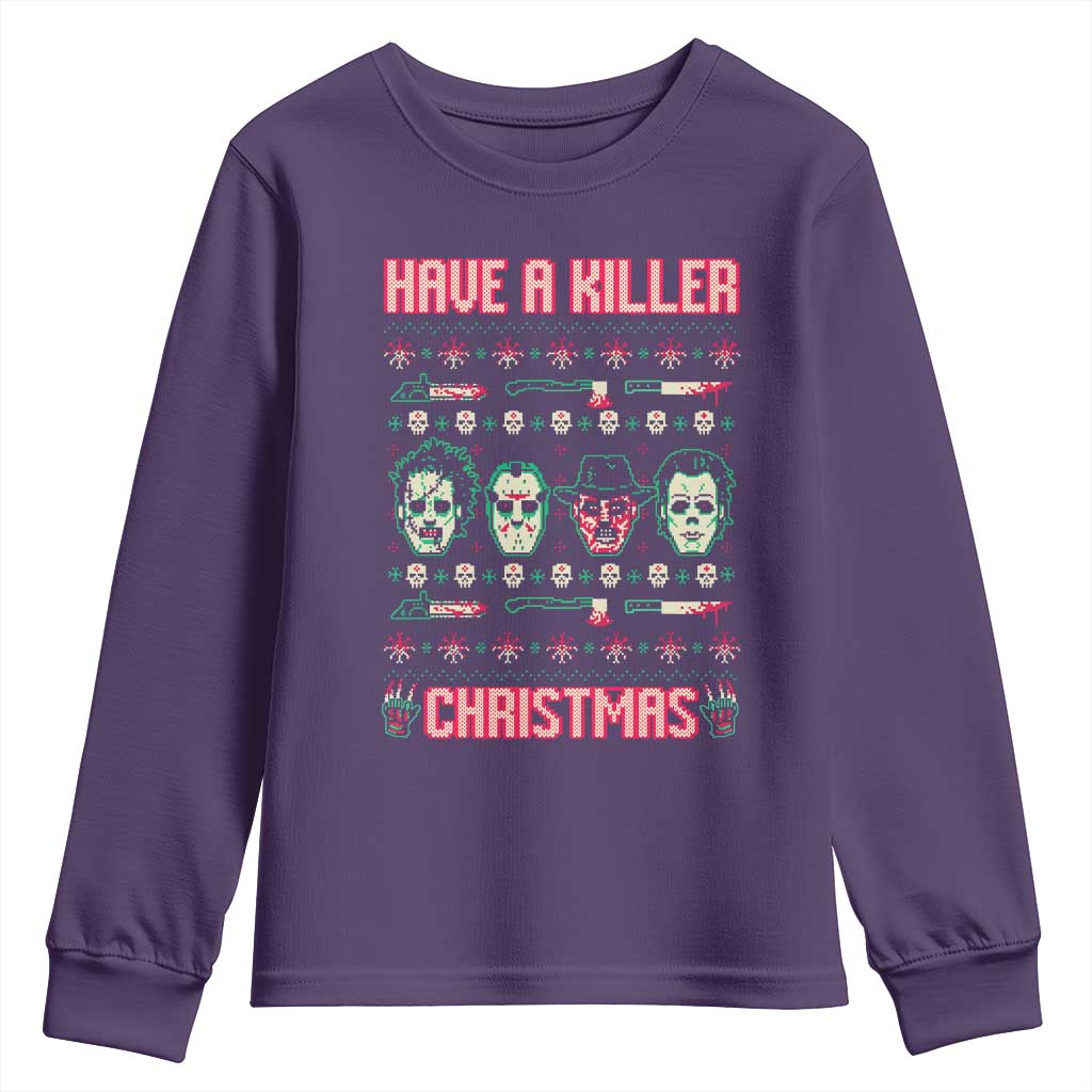 Horror Xmas Youth Sweatshirt Have A Killer Christmas Horror Characters TS09 Purple Print Your Wear