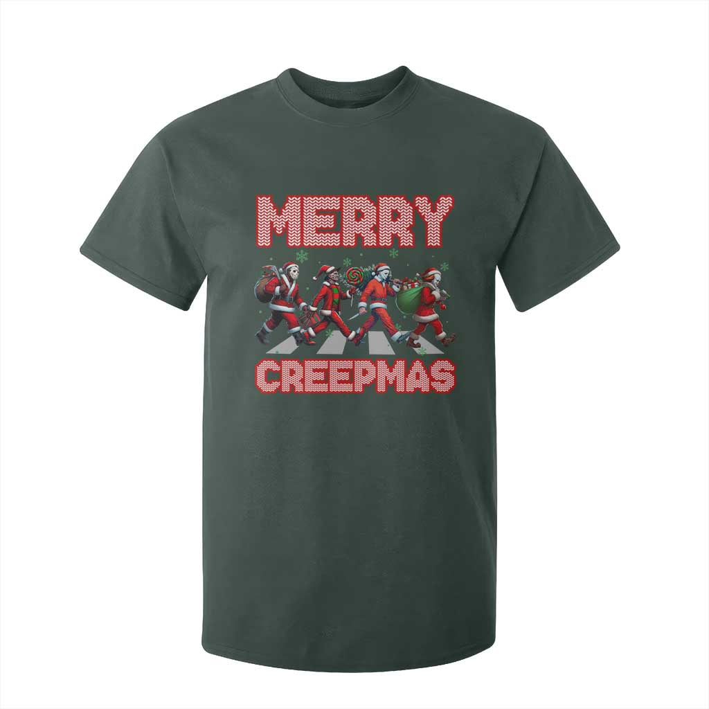 Horror Christmas T Shirt For Kid Merry Creepmas Horror Characters TS09 Dark Forest Green Print Your Wear